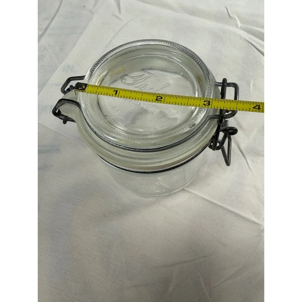 Bormioli Rocco Fido Clear Glass Jar Made in Italy Wire Bail Lid 4 Inch Canister
